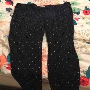 Black and white polka dot ankle length dress pants